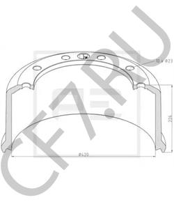 0310967130 Автомагнат (АМ) Барабан тормозной полуприцепа BPW В4409 (420х180х226) в городе Екатеринбург
