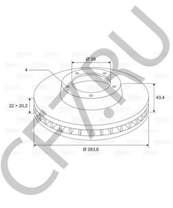 46455892 Alfa/Fiat/Lancia Диск тормозной передний 284мм ( R15 ) в городе Екатеринбург
