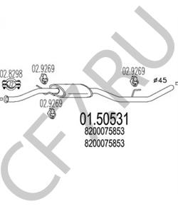 82 00 075 853 Renault Средний глушитель выхлопных газов в городе Екатеринбург