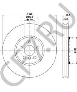 34116860911 CM Диск тормозной BMW G30/G31/G11/G12 передний вентилируемый 348х36 "sport-m" левый "OEM в городе Екатеринбург