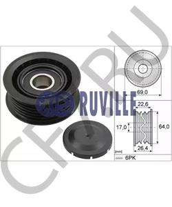 6652003170 Ssang Yong Ролик приводного ремня SSANGYONG Actyon (06-),Kyron (05-),Rexton (03-) (D20/27,E32) обводной OE в городе Екатеринбург